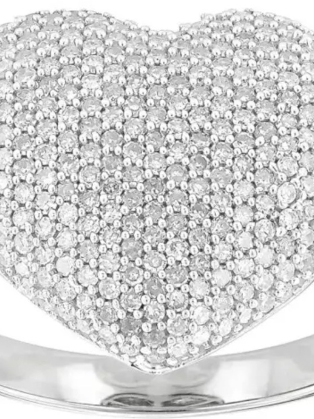 Pavé Heart Statement Ring in Silver Tone